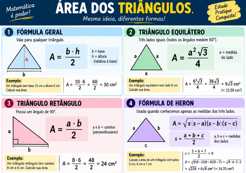 Mapa mental de área dos triângulos